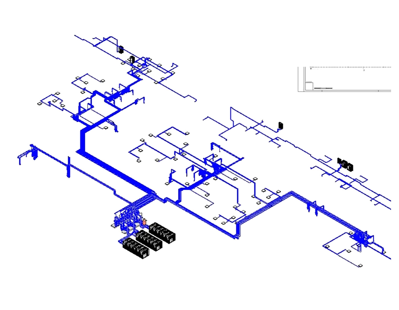 Chilled water piping network in 3D